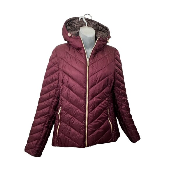 MICHAEL Michael Kors Reversible Packable Hooded Chevron Jacket size S New - Picture 3 of 12